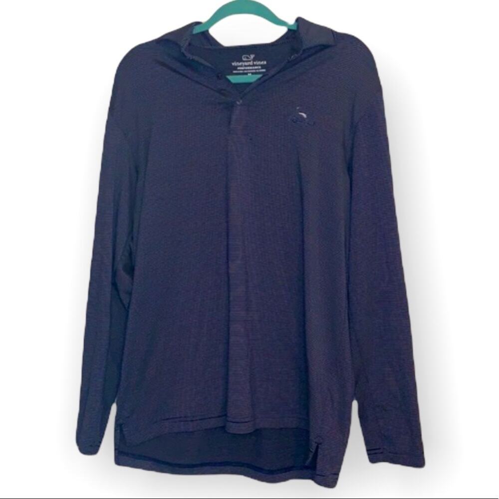 Vineyard Vine’s Performance Long Sleeve Polo Shirt Size Medium Navy Stripe